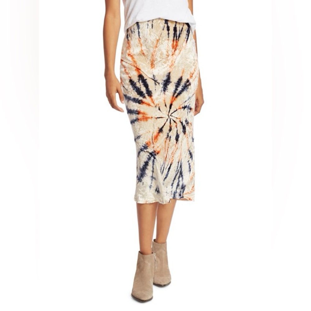 Free People Bali Serious Swagger Tie Dye Skirt Crushed Velvet! NWOT - Picture 8 of 10